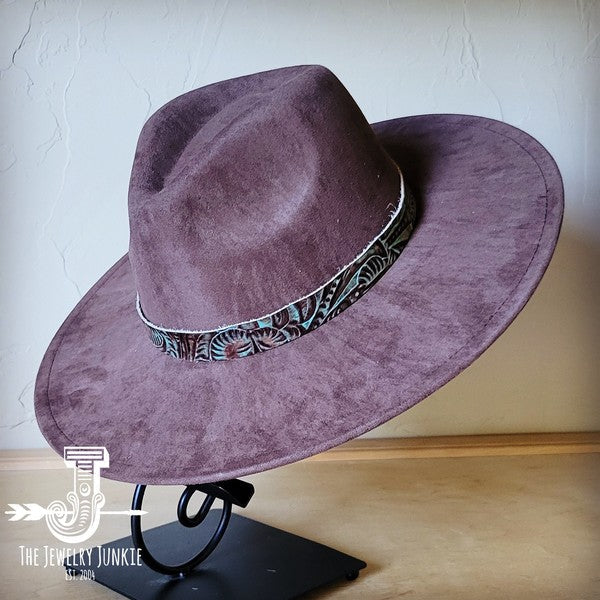 Turquoise Floral Western Leather Band W/Choice Hat