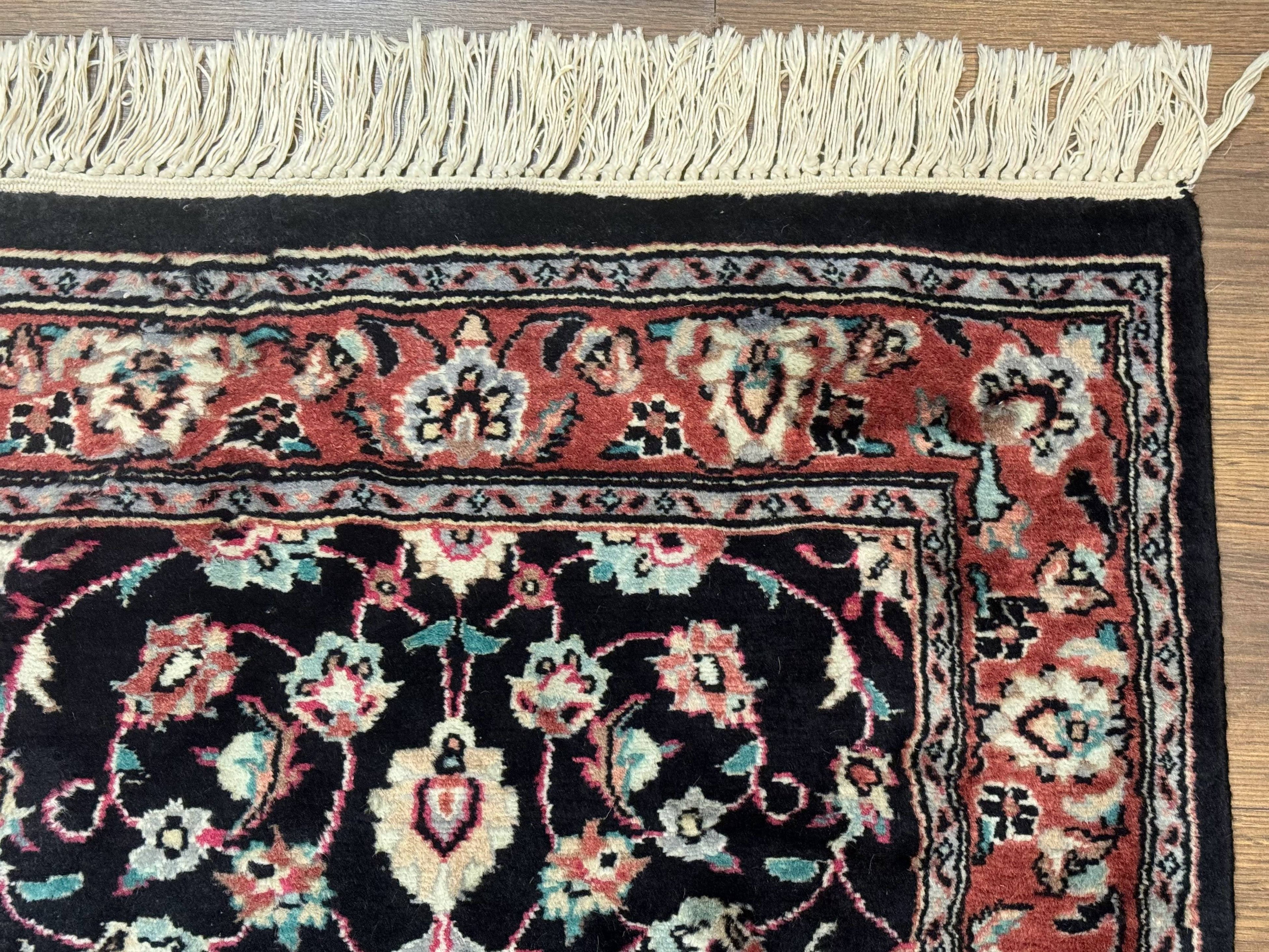 Pak Persian Runner Rug 2.8 x 10, Dark Blue, Floral Allover, Wool