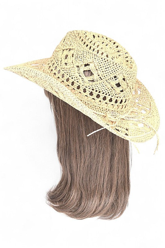 Crochet Straw Cowboy Hat