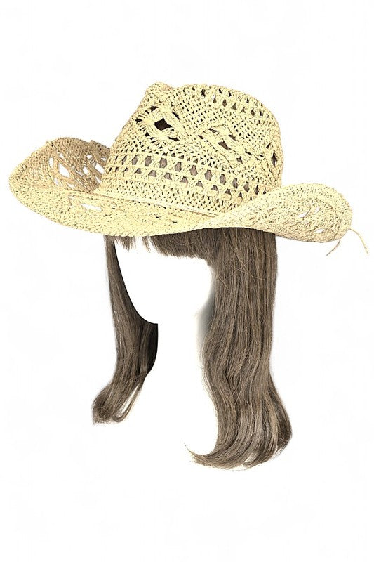 Crochet Straw Cowboy Hat