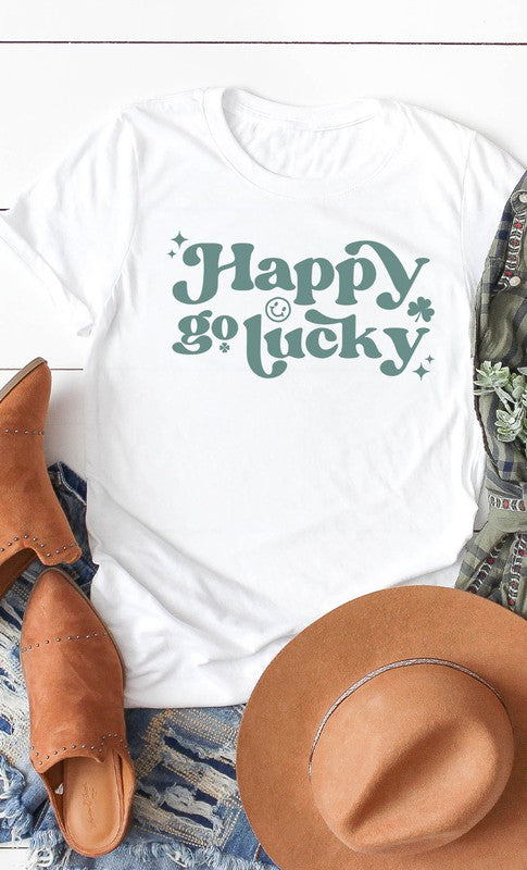 Vintage Happy Go Lucky Graphic Tee T-Shirt PLUS