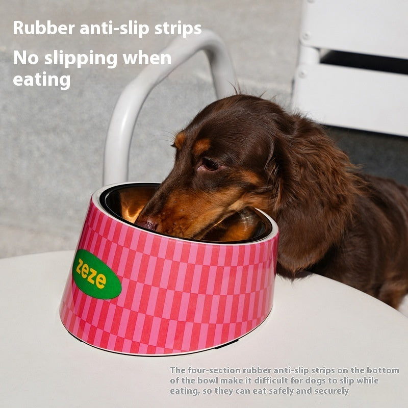 Pet Bowl Metal High Leg Oblique Bowl