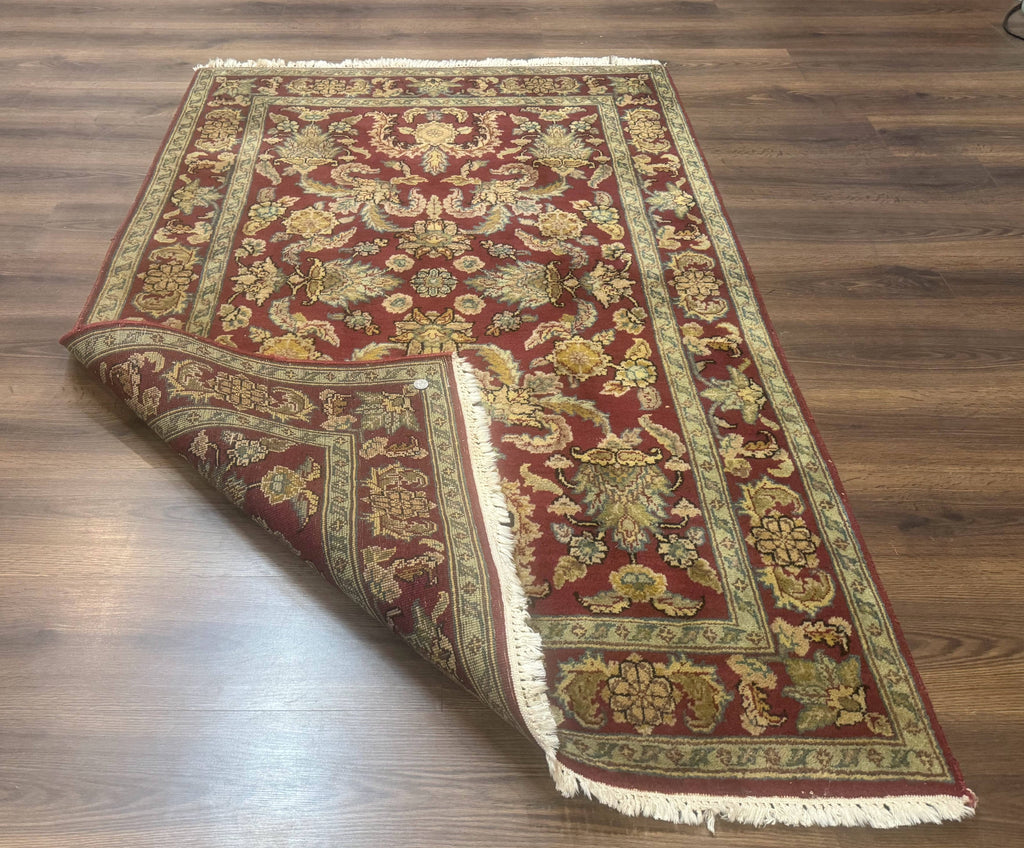 Indo Persian Mahal Rug 4x6, Floral Allover Pattern, Maroon