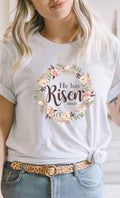 Floral He Has Risen Easter PLUS Graphic Tee T-Shirt