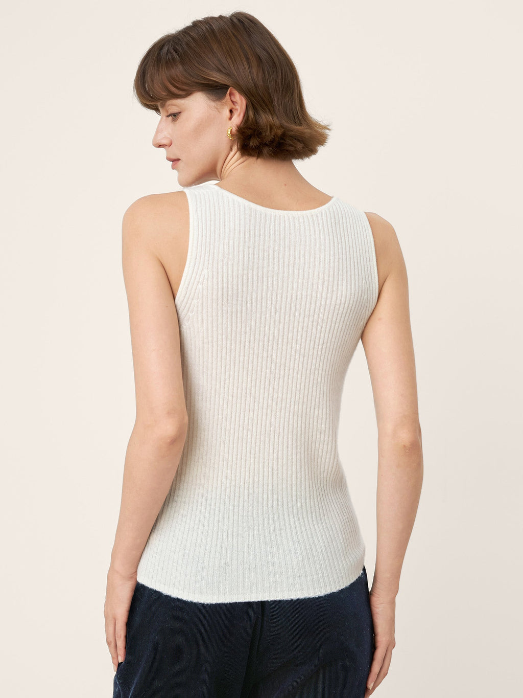100% Mongolian Cashmere Versatile Crew Neck Tank Top VIVIANA