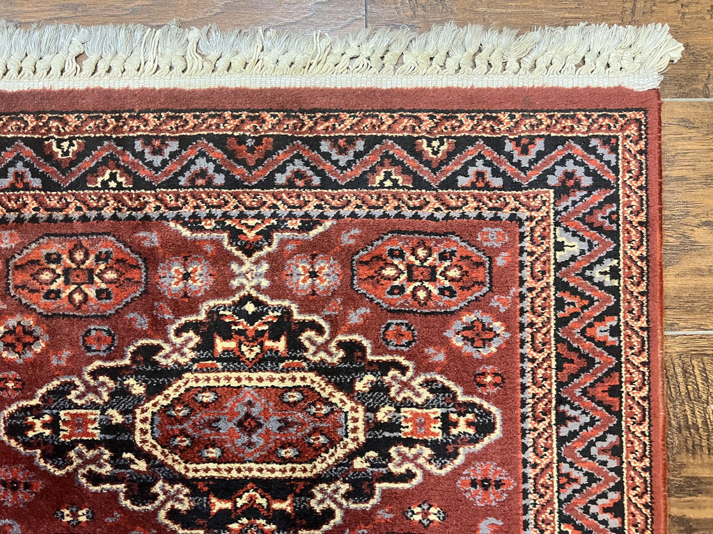 Belgium Power Loomed Runner Rug 2x9, Vintage Wool Rug for Hallway 2 x 9 ft, Red, Caucasian Persian Design, 9ft Runner