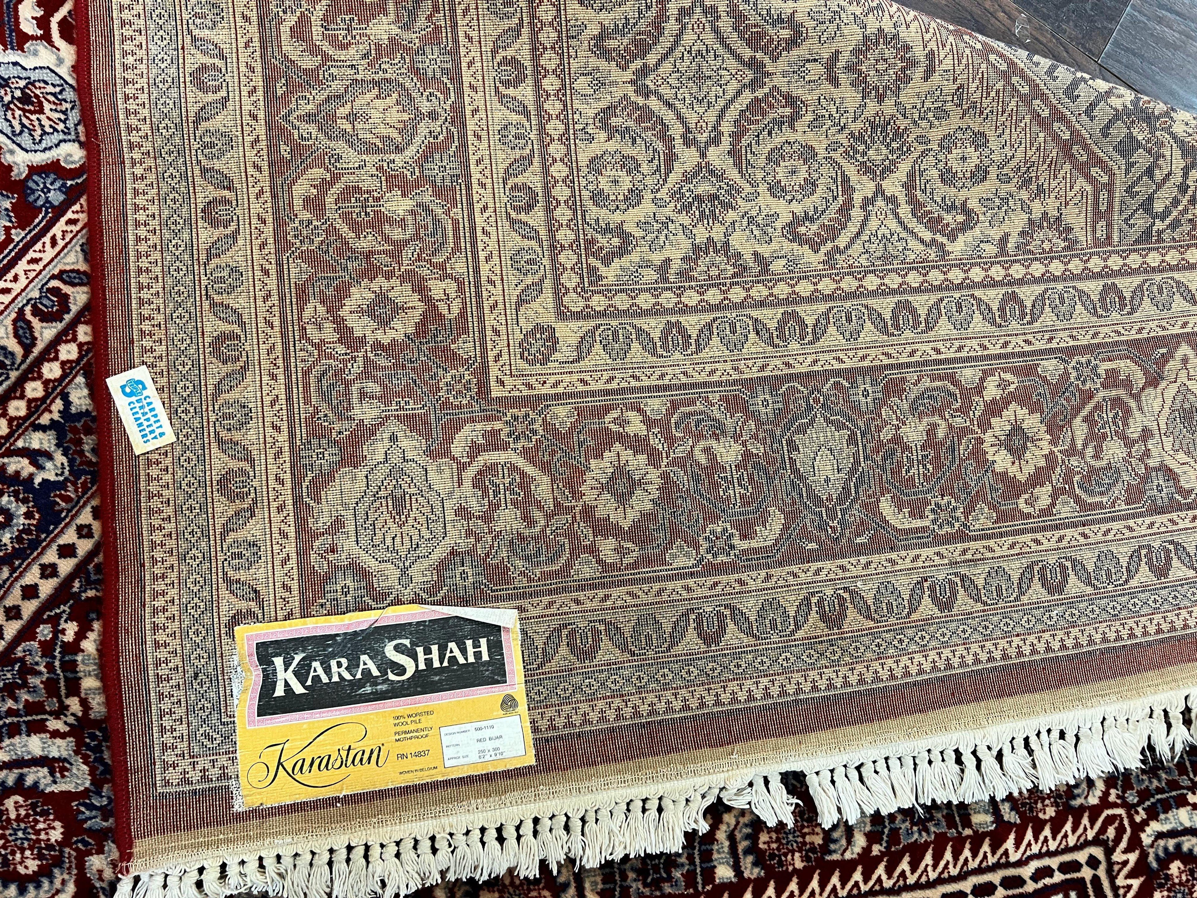 Karastan Rug 8x10, Kara Shah Red Bidjar, Belgium Power Loomed Rug, Wool Pile Karastan Rug, Vintage
