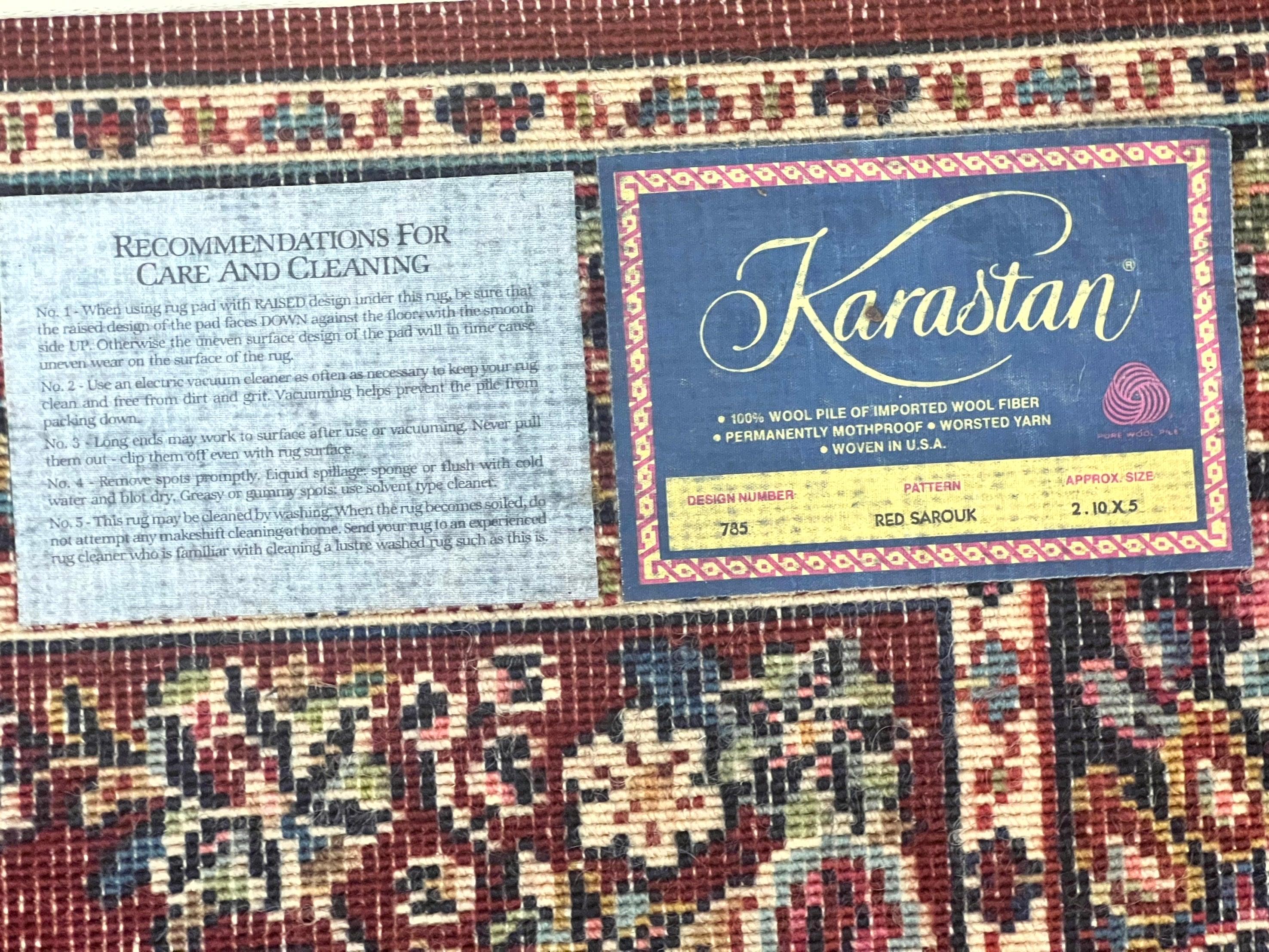 Karastan Rug 3x5 Red Sarouk #785, Small Karastan Wool Pile Rug, Original 700 Series, Discontinued Vintage Karastan Carpet