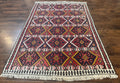 Caucasian Kilim Rug 5x7, Vintage Russian Flatweave Kilim Carpet, Tribal Bohemian Kilim Rug