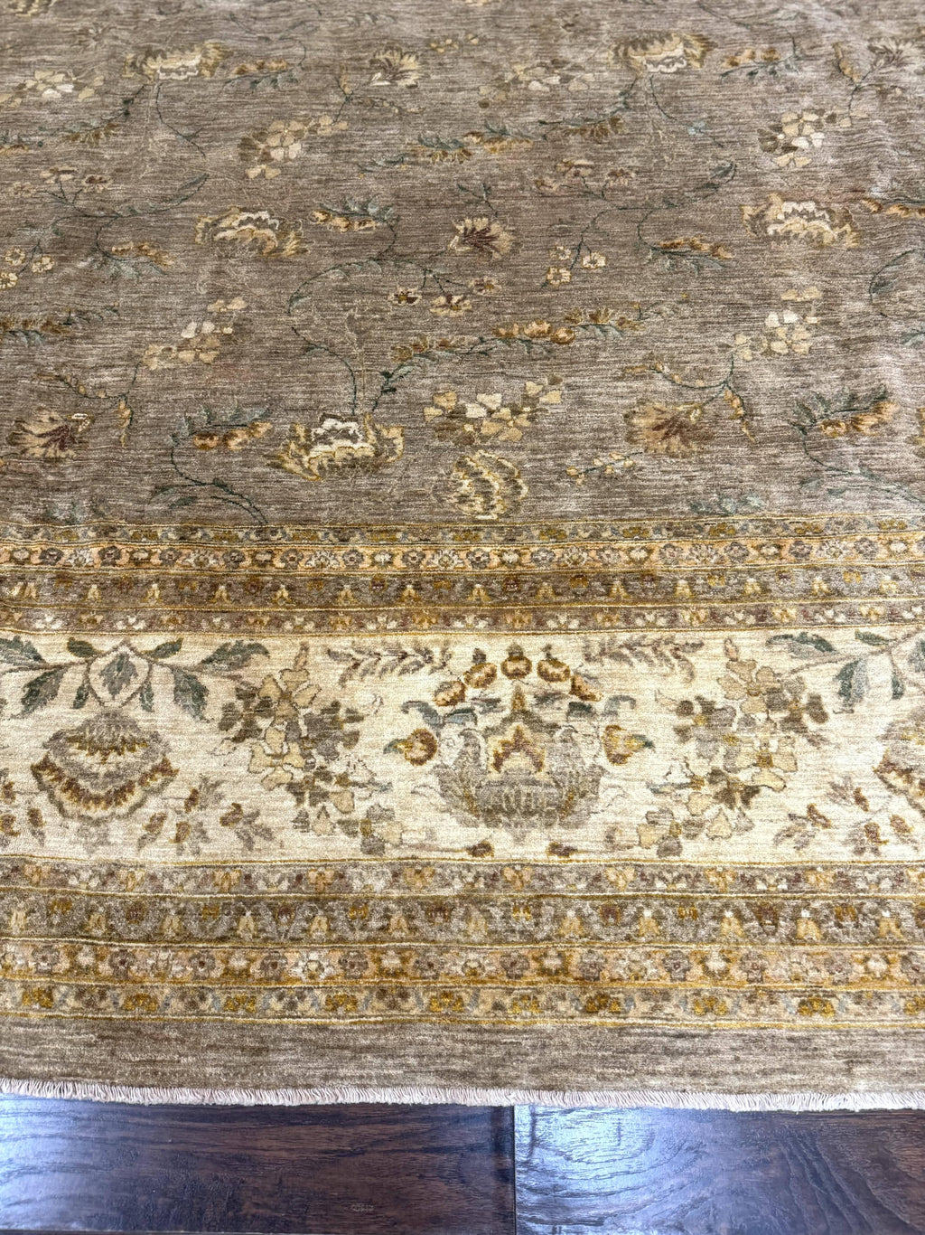 Palace Sized Rug 11x18, Handmade Wool Oversized Persian Carpet 11 x 18 ft, Gray-Taupe, Beige-Cream, Floral, Large Hand Knotted Area Rug