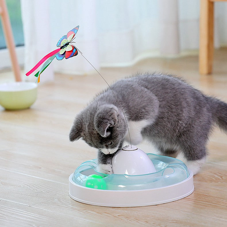 Butterfly toy funny cat stick cat turntable