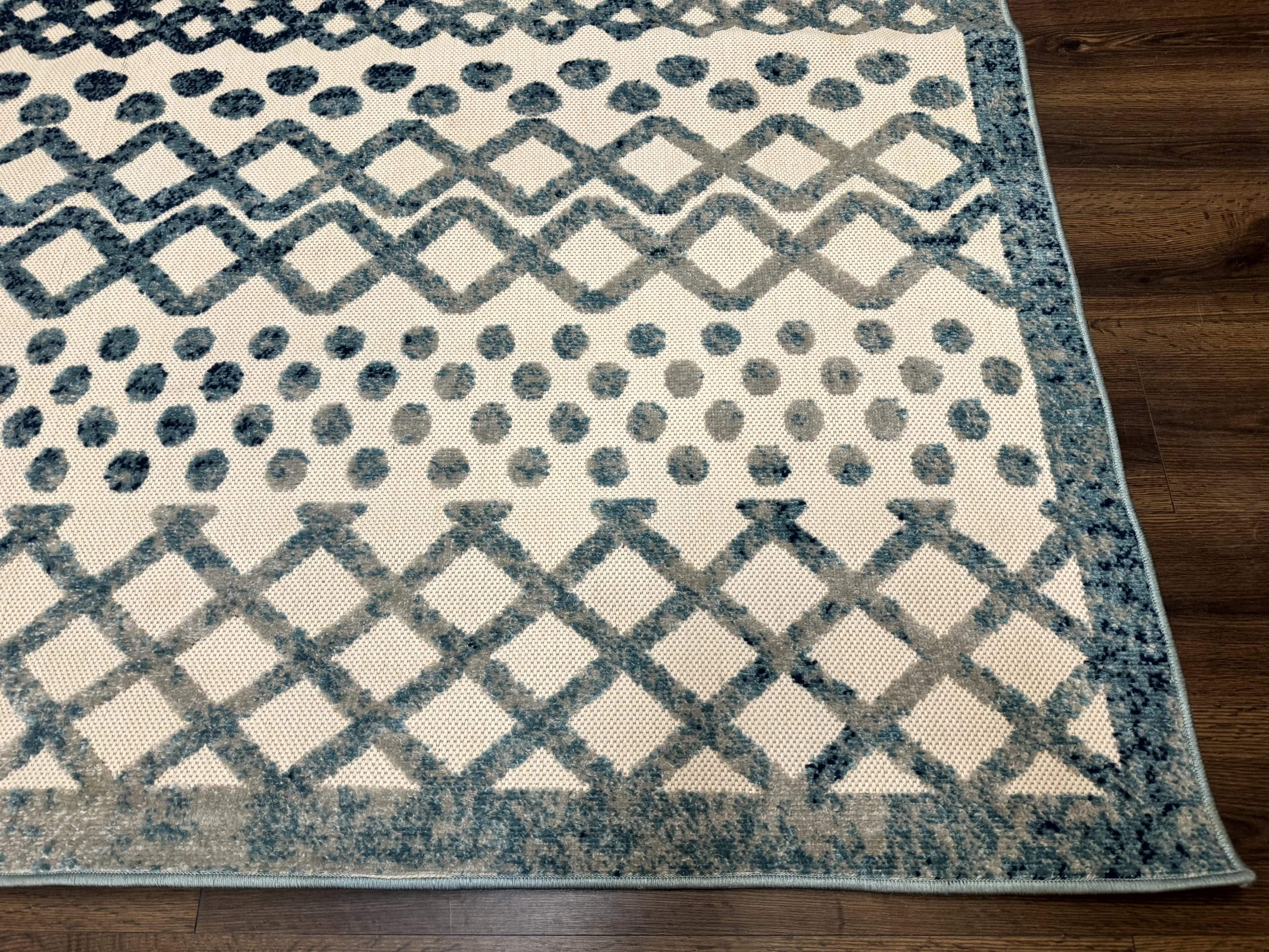 Modern Rug 8x10, Abstract Rug, Oat and Blue, Raised Pattern, Modway Rug Collection