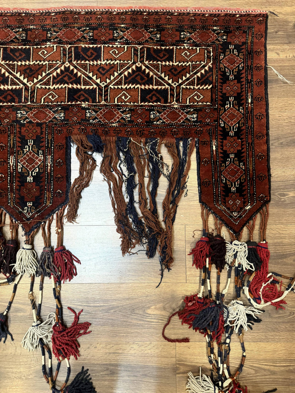 Antique Afghan Beshir Tent Header Textile Rug, Tribal Collectible, Wool