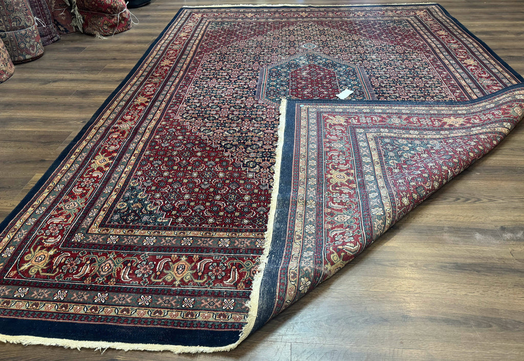 Indo Persian Bidjar Rug 9x12 Wool Handmade Carpet Dark Blue