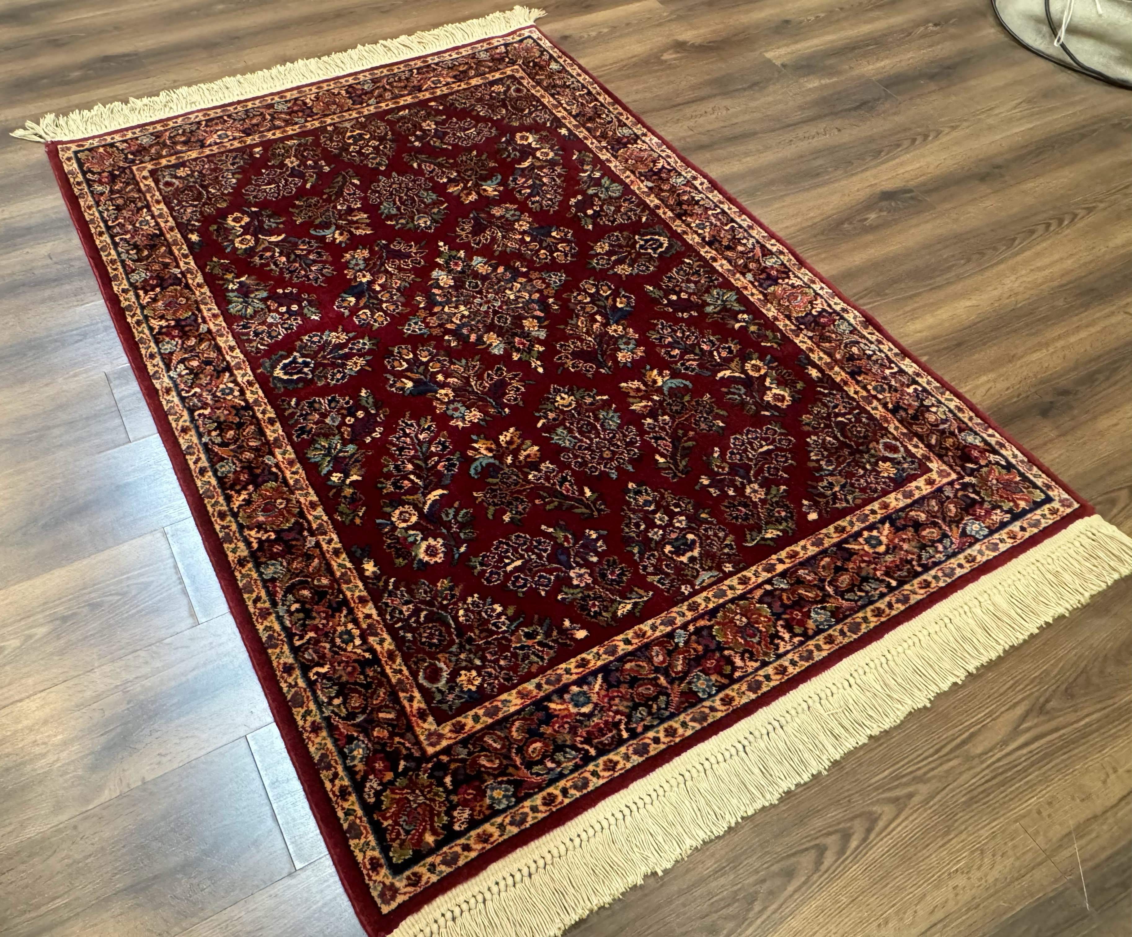 4x6 Karastan Rug Red Sarouk #785, Wool Pile Original 700 Series, Vintage Discontinued