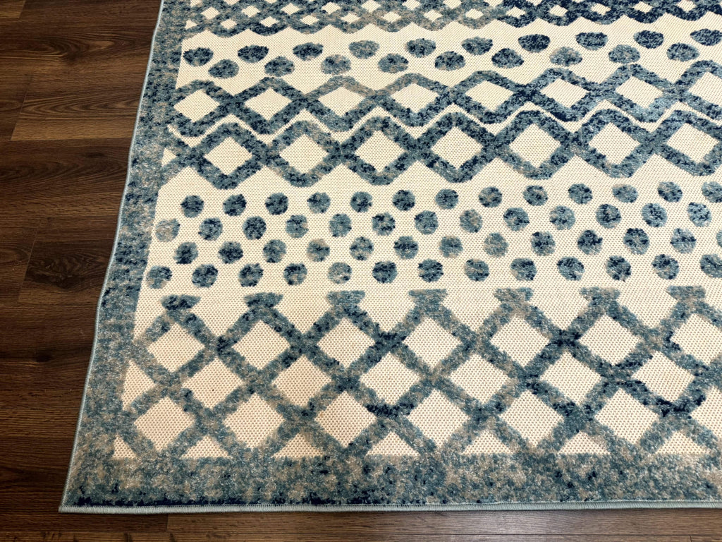 Modern Rug 8x10, Abstract Rug, Oat and Blue, Raised Pattern, Modway Rug Collection