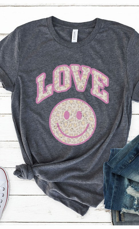 Retro Love Smiley Face Graphic Tee T-Shirt PLUS