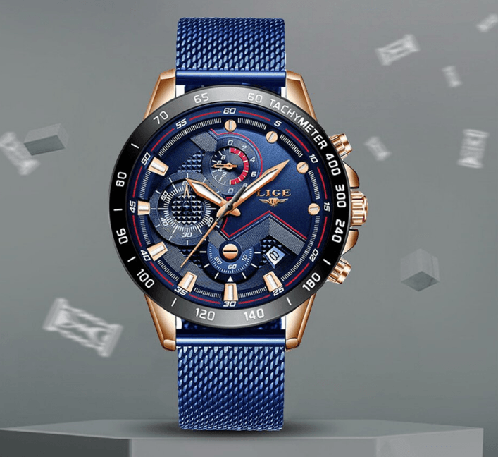 Men's Sports Waterproof Watch With  Stainless Steel Bracelet Unique Design Perfect Gift For Your Man
