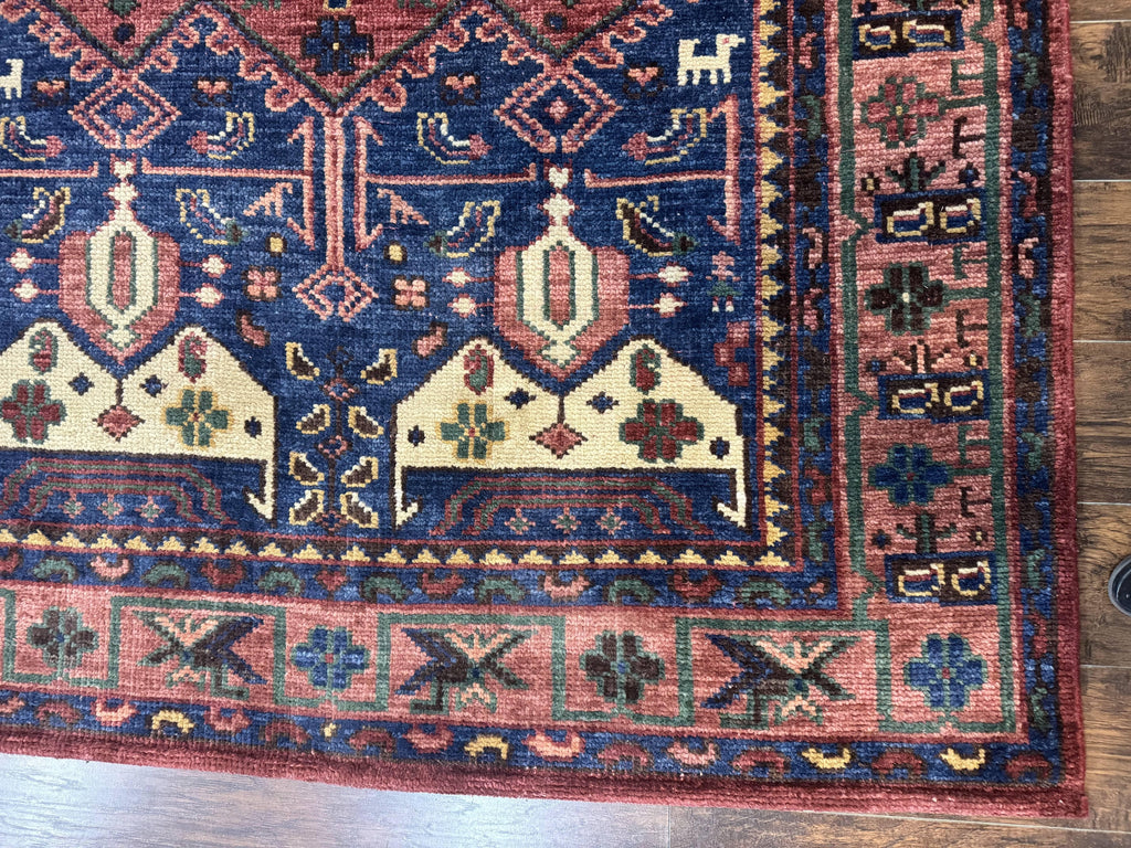 Persian Tribal Heriz Design Rug 6x9, Pottery Barn Rug, Hand Knotted Wool Vintage Rug