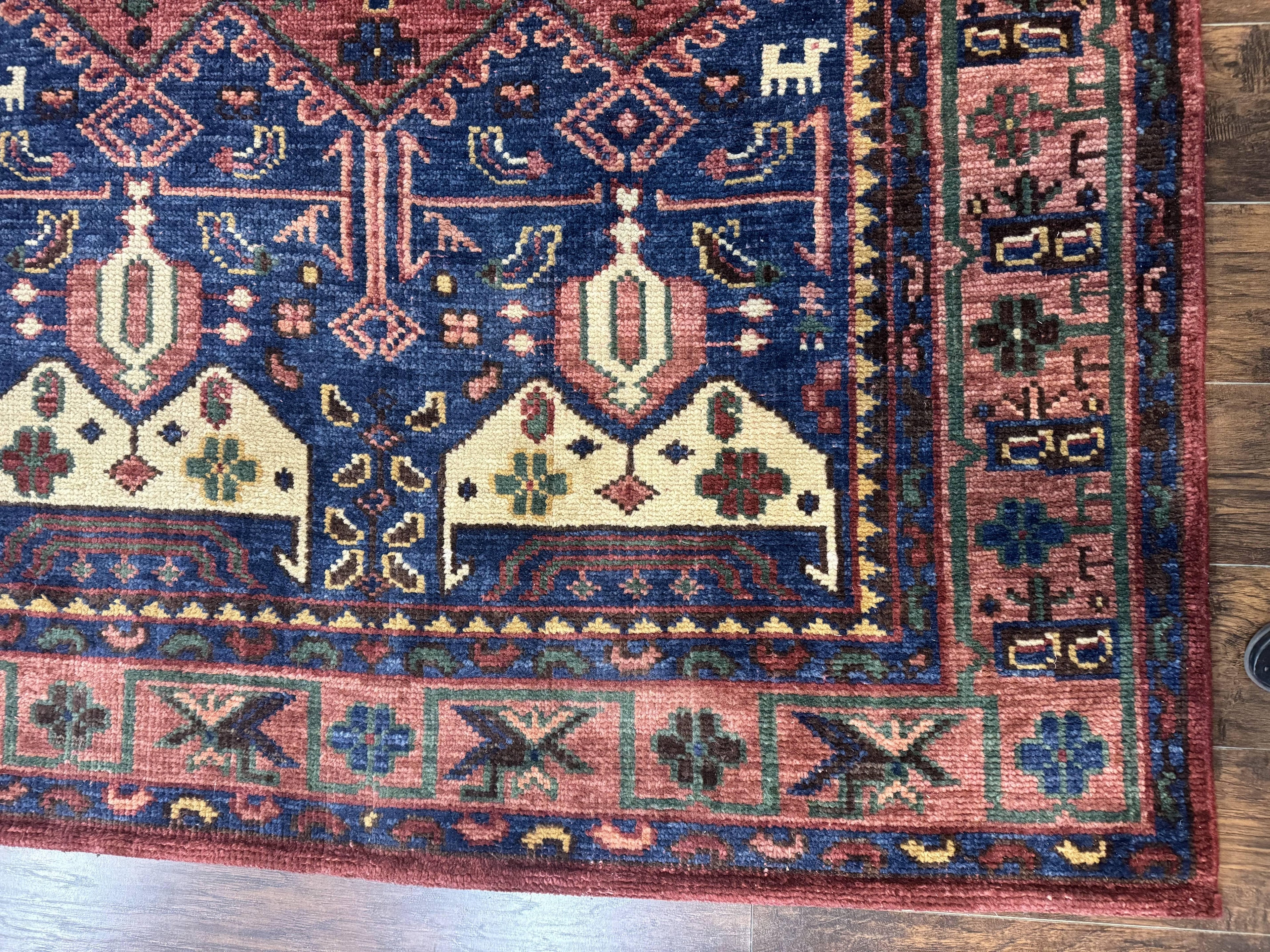 Persian Tribal Heriz Design Rug 6x9, Pottery Barn Rug, Hand Knotted Wool Vintage Rug