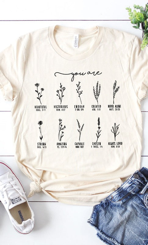 You Are Inspirational Floral Graphic Tee T-Shirt