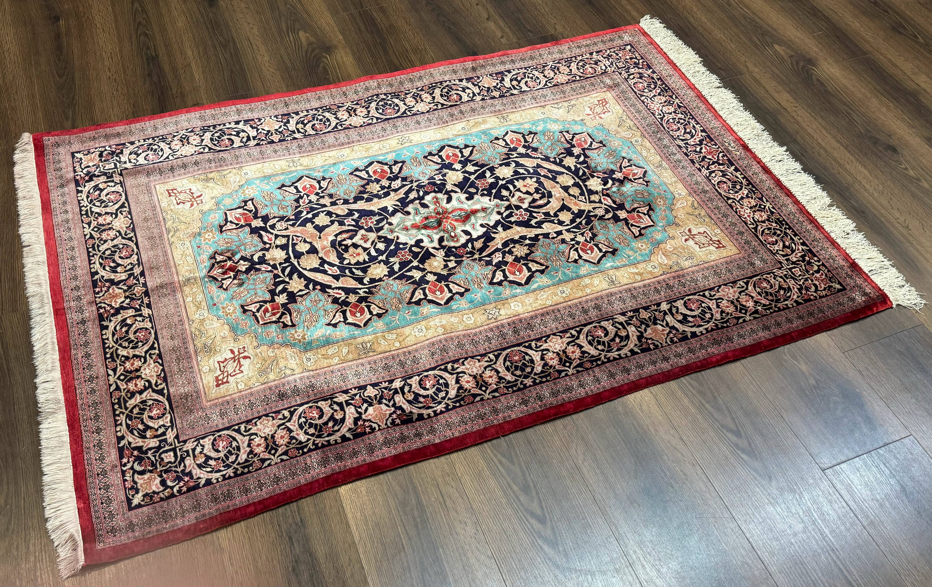 Magnificent Persian Qum Silk Rug 3x5, Exceptionally Fine 780 KPSI, Signed, Rare