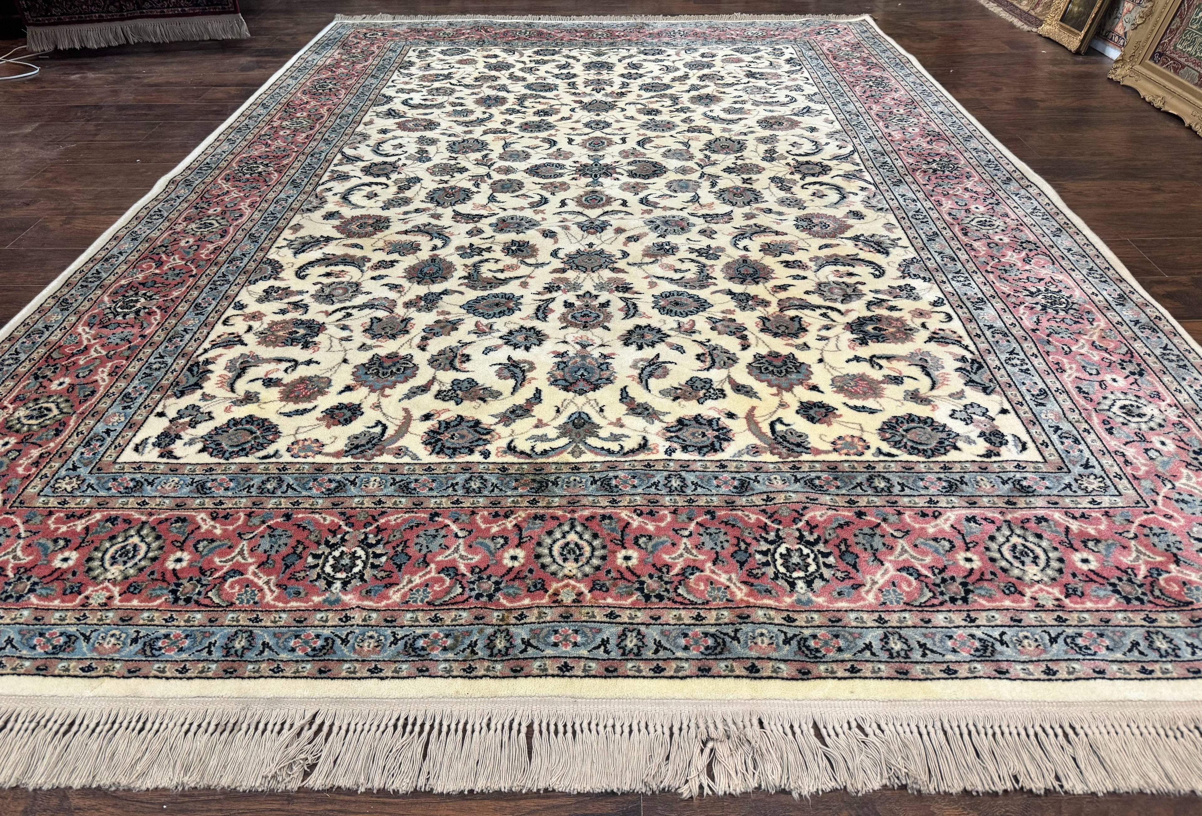 Karastan Rug 8.8 x 12, Ivory Rose Kashan #768, Wool Pile Karastan Carpet, Original 700 Series, Rare, Discontinued, Vintage