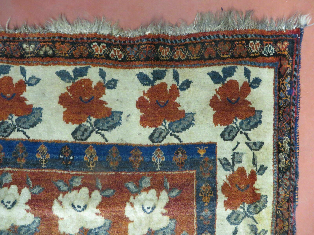 4' X 5' Semi Antique Handmade Fine Turkish Flowers Bouquet Wool Rug Nice