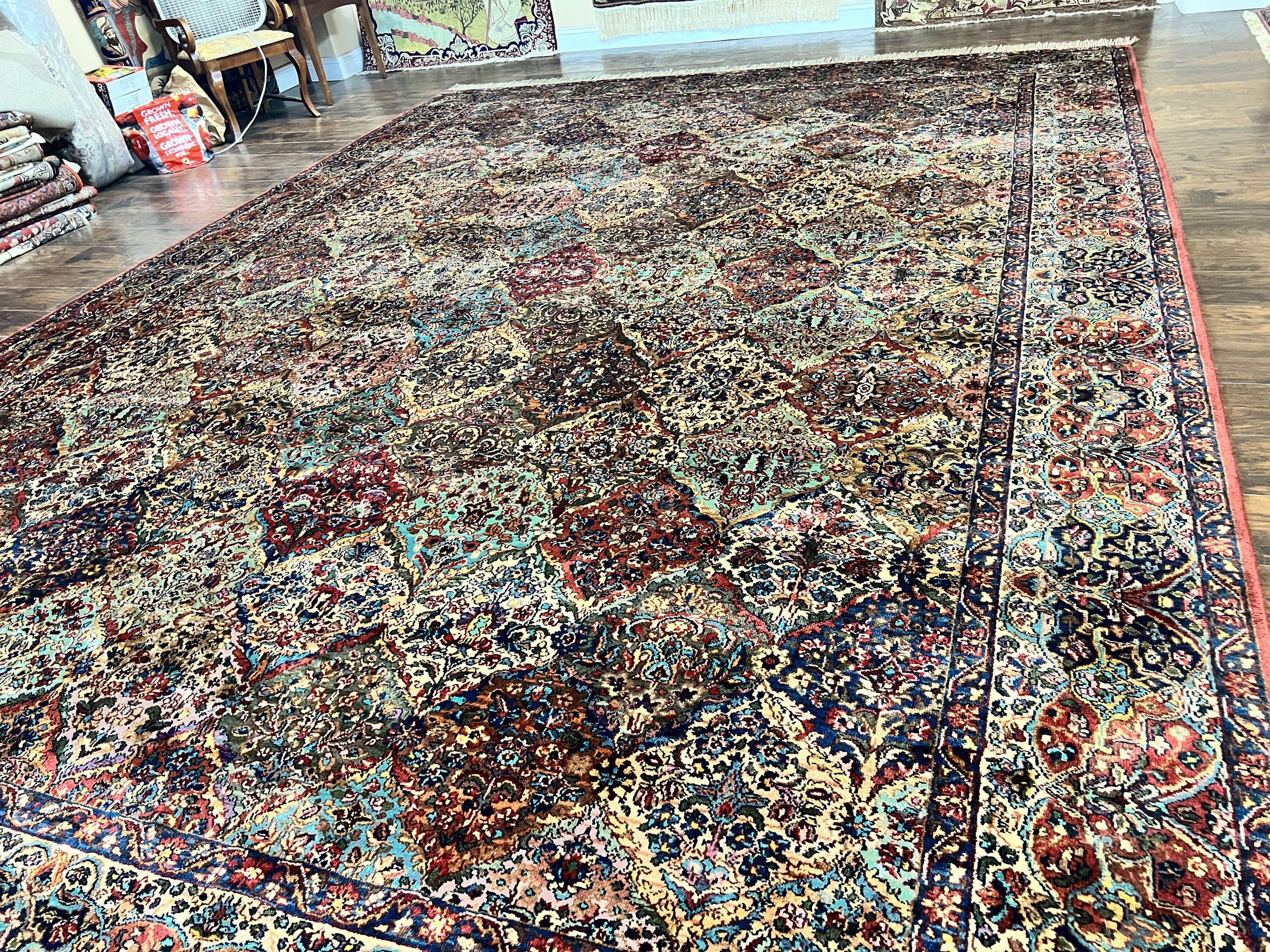 Karastan Multicolor Panel Kirman Rug #717, Wool Karastan Rug 12 x 16, Extra Large Karastan Area Rug, Original Karastan Collection 700 Series