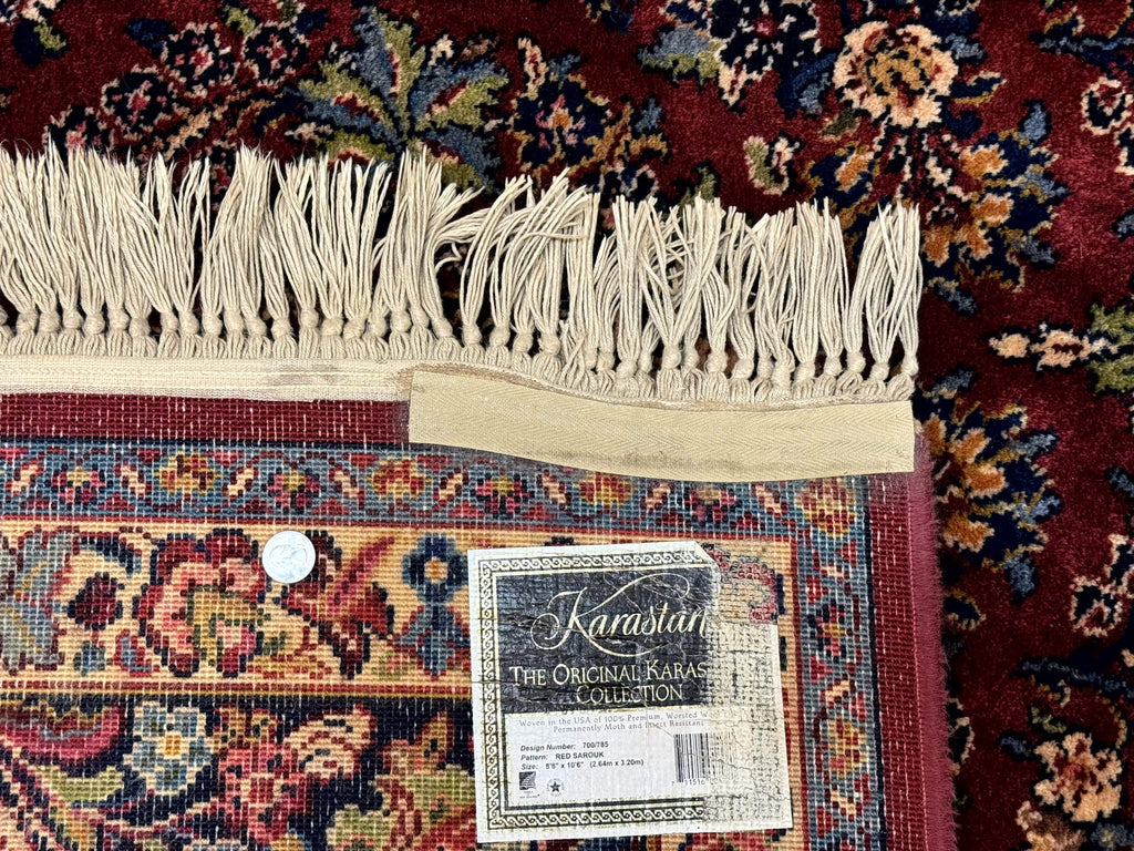 8.8 x 10.6 Karastan Red Sarouk Rug #785, Wool Pile Original 700 Series