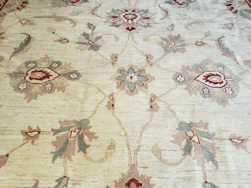 Peshawar Rug 10x14 Rug 10x14 Vintage Rug 10x14 Handmade Rug Chobi Rug Ivory Beige Red Rug