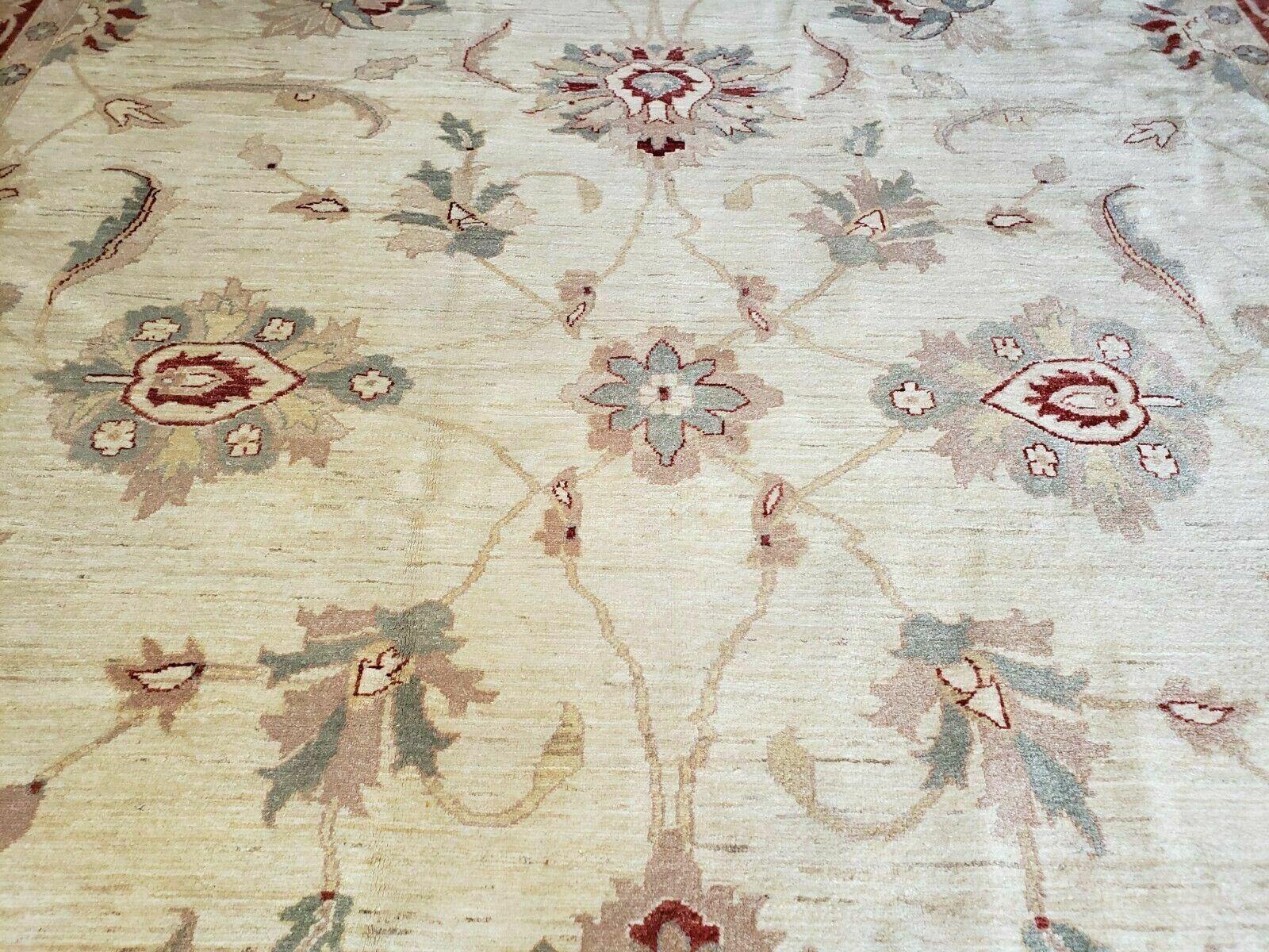 Peshawar Rug 10x14 Rug 10x14 Vintage Rug 10x14 Handmade Rug Chobi Rug Ivory Beige Red Rug