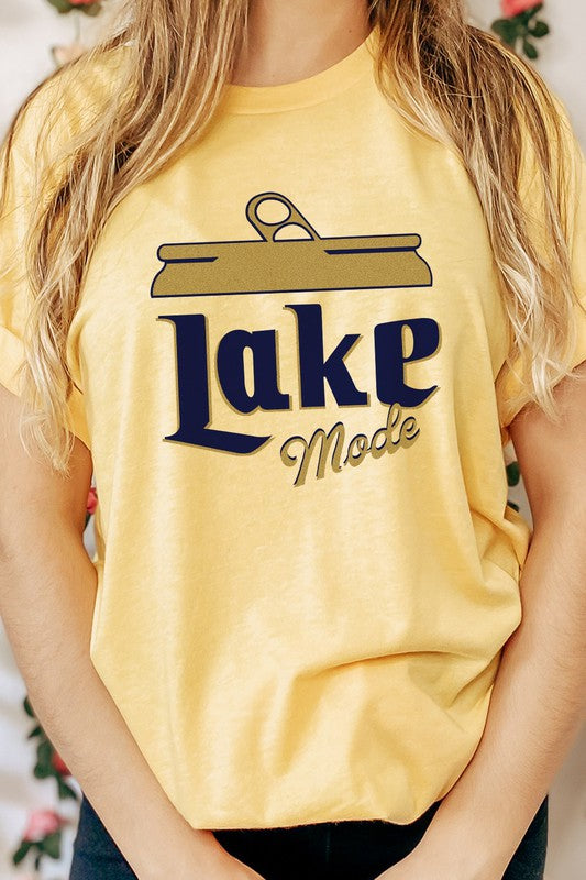 Lake Mode Beer Can Summer Vacation Graphic Tee T-Shirt