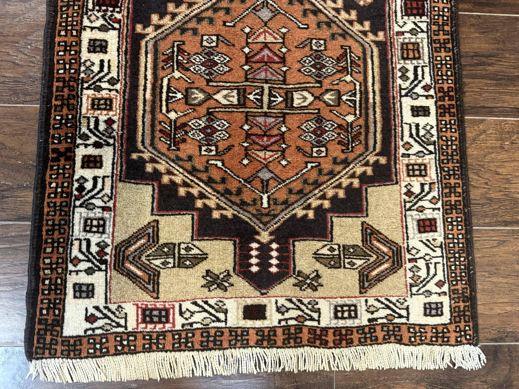 Persian Tribal Runner Rug 2.4 x 9.4, Geometric Medallions, Sarab Runner