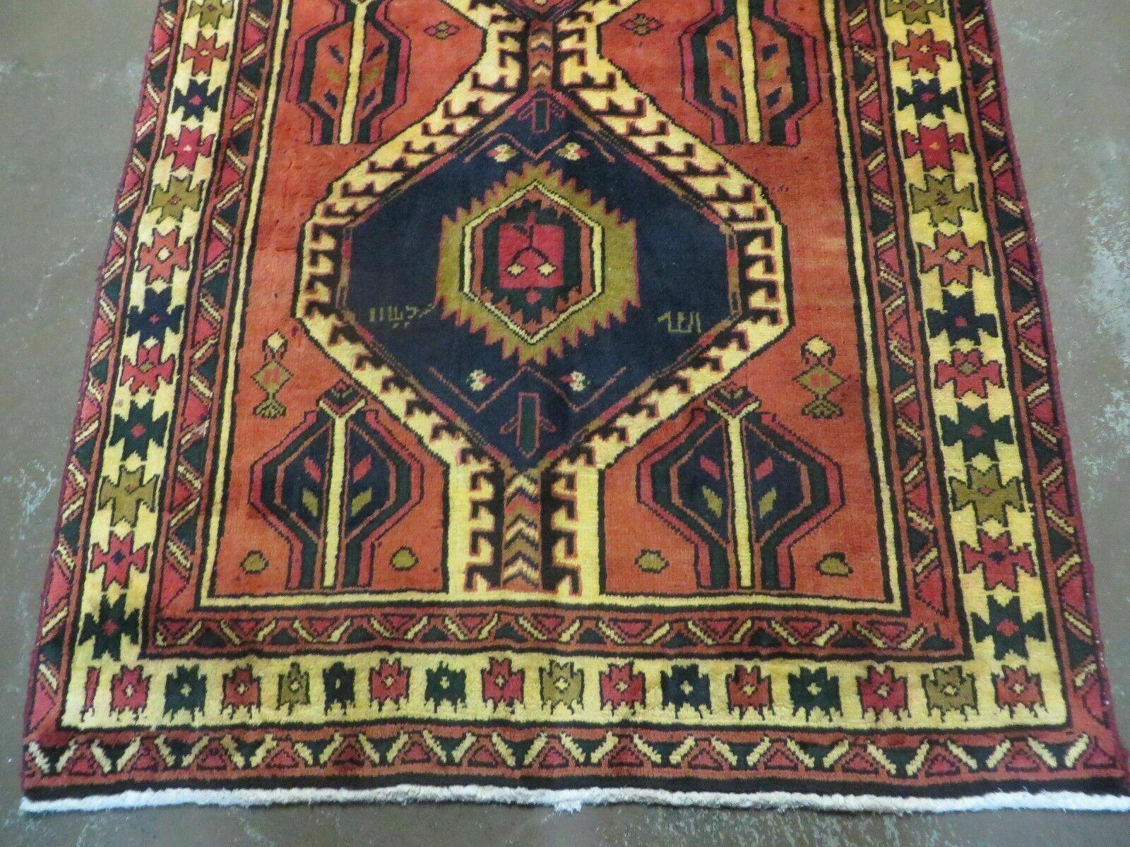 3' 4"X 7' Antique Handmade Turkish Wool Rug Organic #101