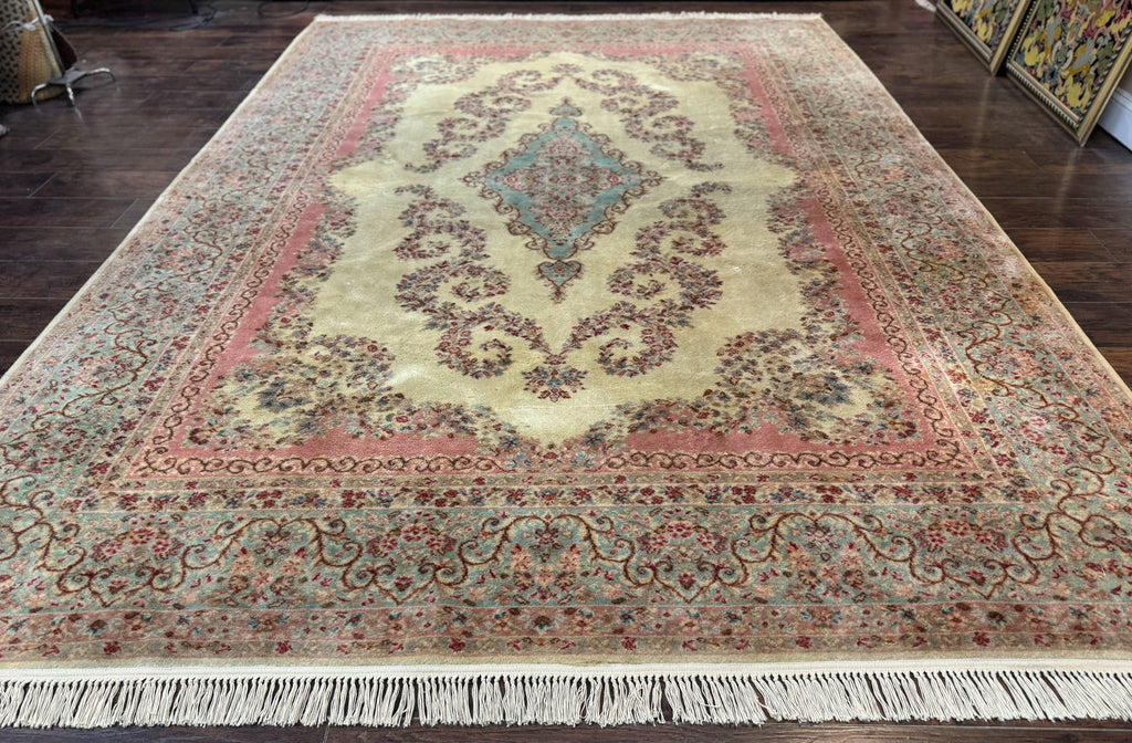 Karastan Rug 8.8 x 12, Pastel Ivory Kirman Rug #784, Wool Karastan Carpet, Original 700 Series, Vintage Karastan Area Rug, Discontinued