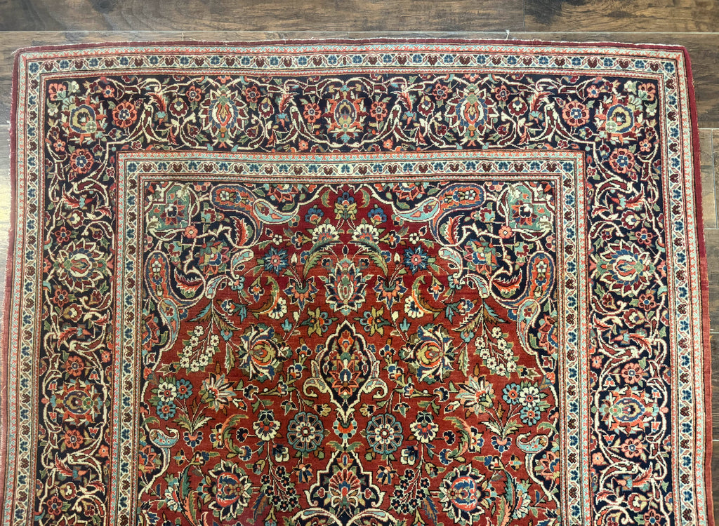 Persian Kashan Rug 4x7, Red, Floral Medallion, Vintage, Wool