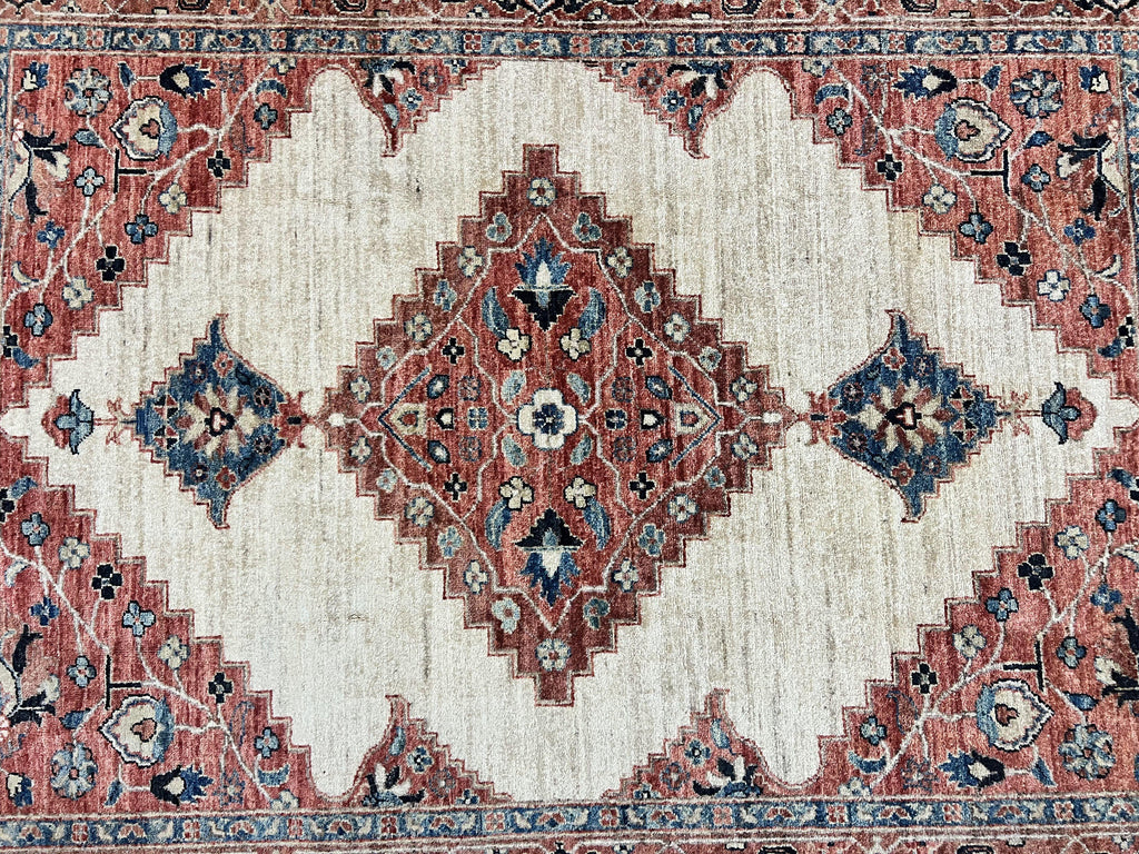 Peshawar Rug 5x7, Wool Hand Knotted Handmade Vintage Carpet, Serapi Design, Pakistani Rug 5 x 7 ft, Medium Sized, Geometric Rug