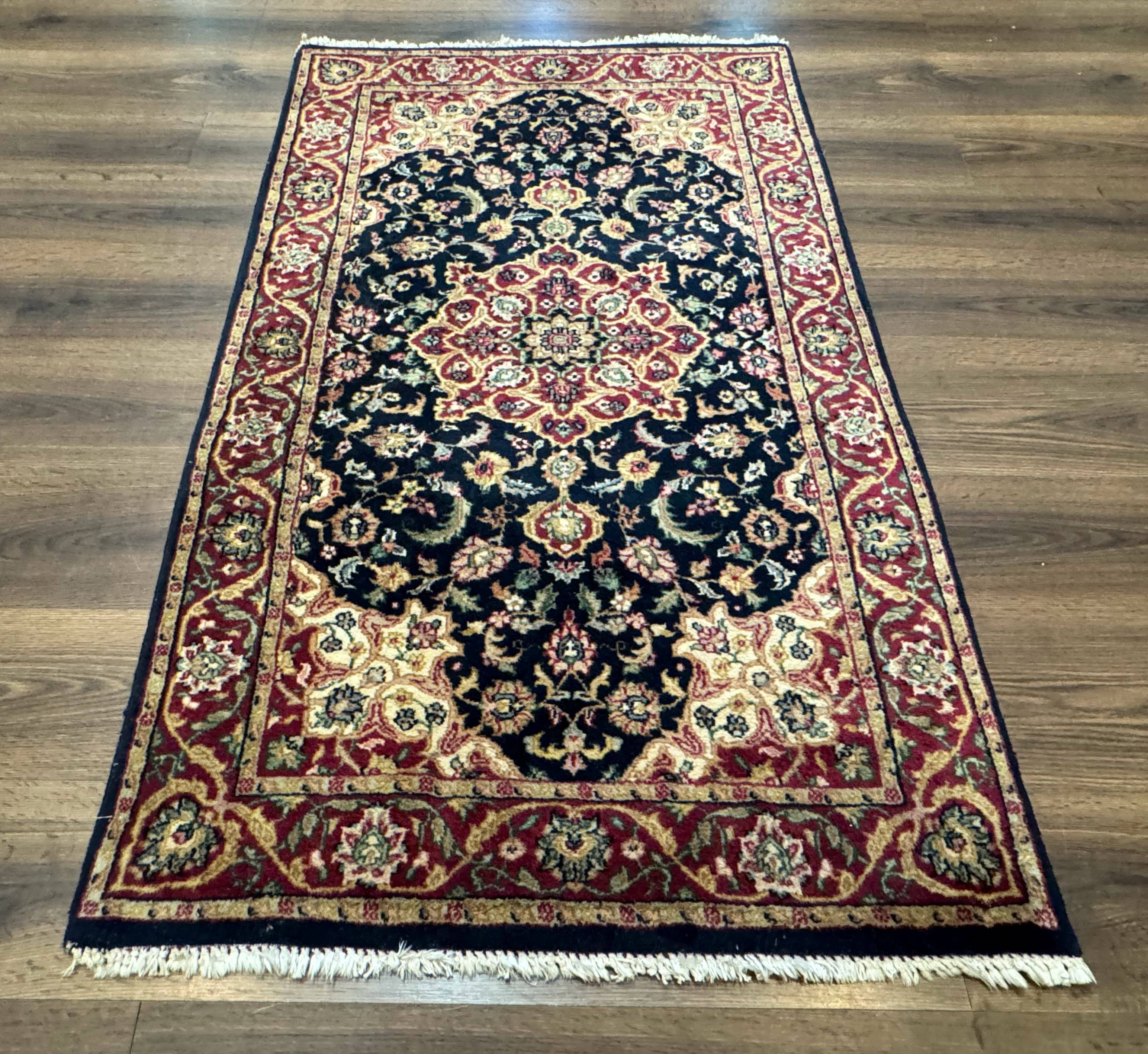 Pak Persian Sarouk Rug 3x5, Navy Blue and Red