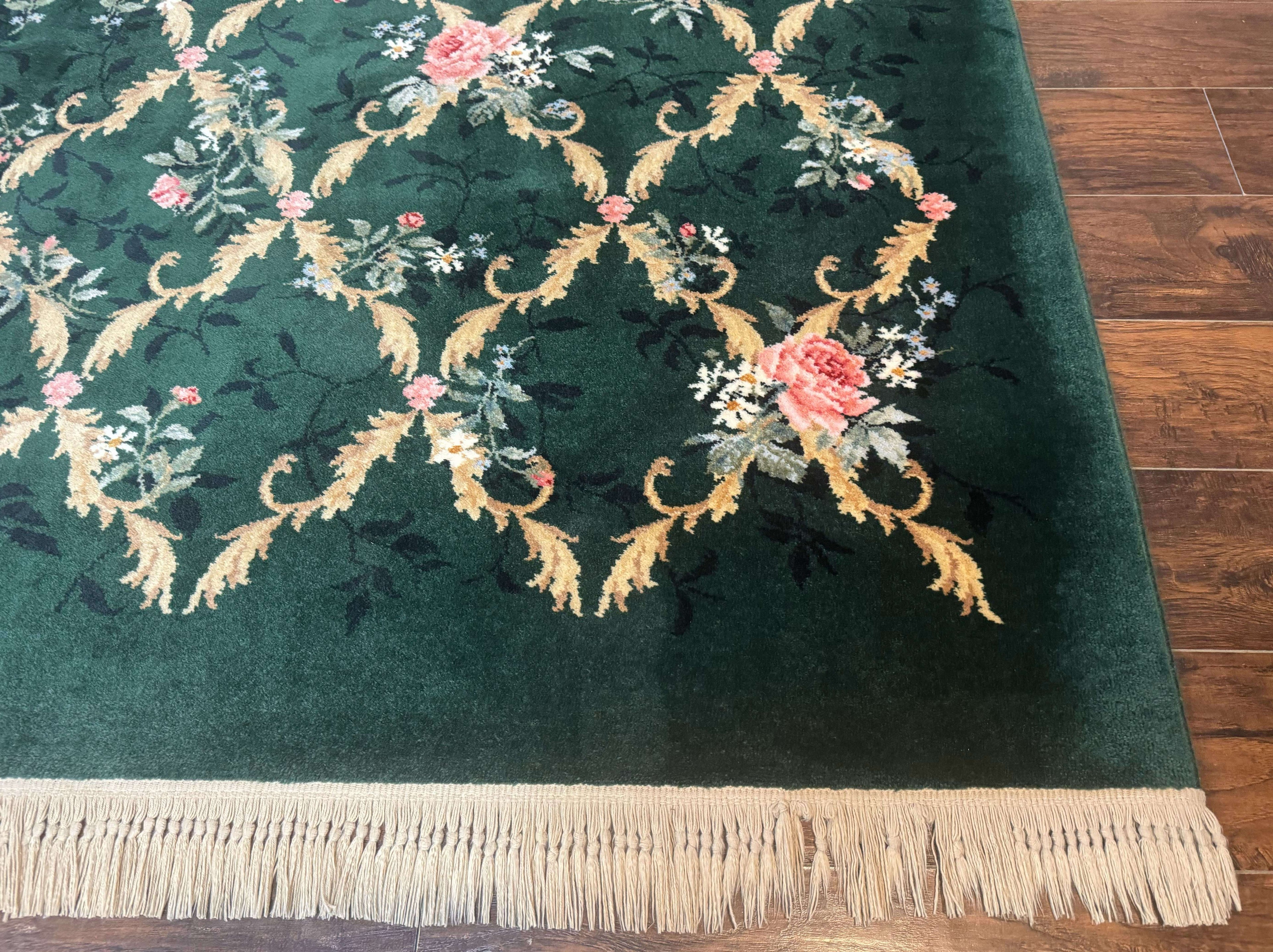 Karastan Garden of Eden Rug 8.8 x 11.8, Green Savonnerie 509/1733, Wool