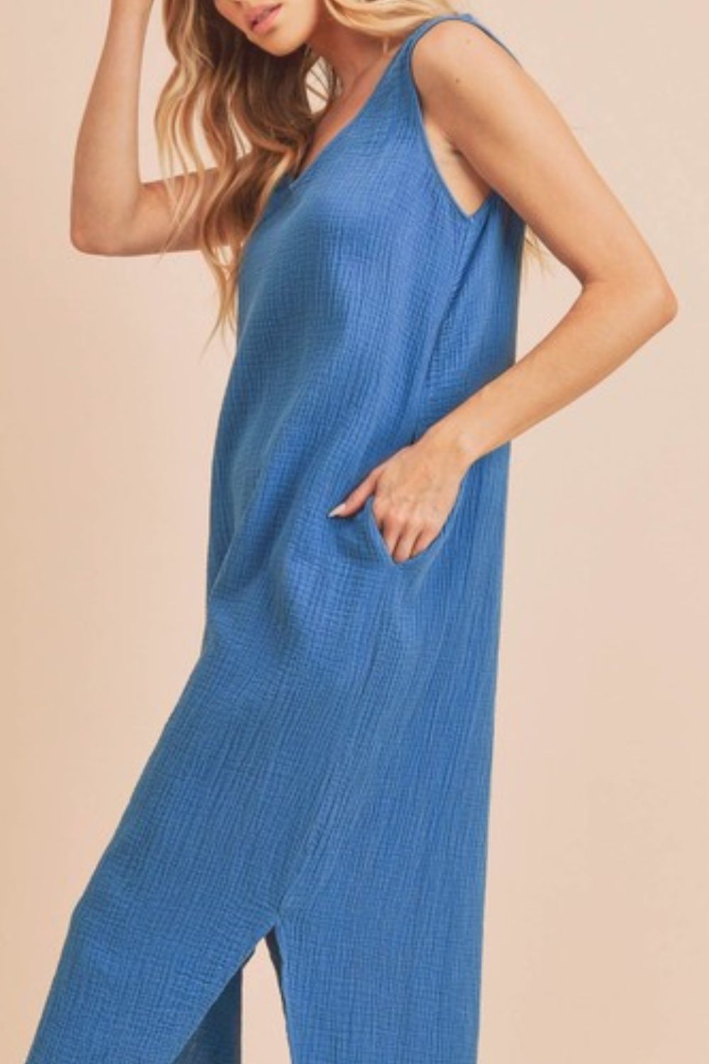 New Summer Stylish Round Neck Midi Tank Dress with Pockets For Women  Comfortable for Casual & Everyday Wear
