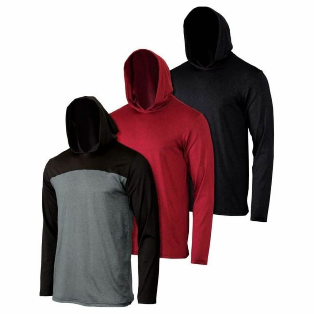 3-Pack: Men's Moisture Wicking Active Athletic Pullover Hoodies