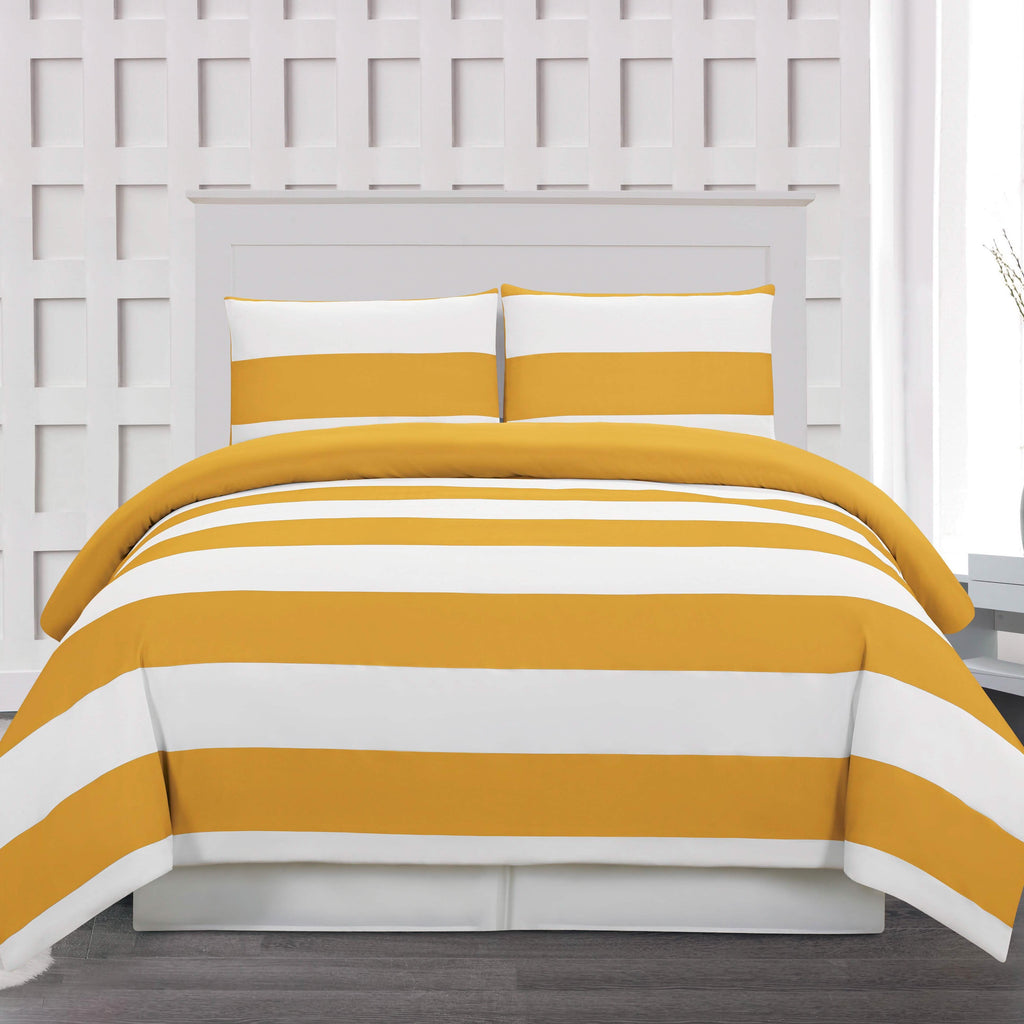 3-Piece: Cabana Stripe Reversible Hypoallergenic Duvet Set