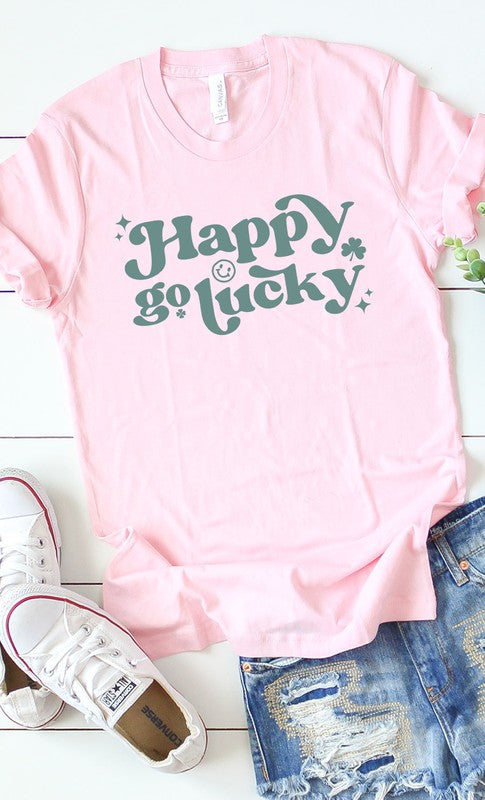 Vintage Happy Go Lucky Graphic Tee T-Shirt PLUS