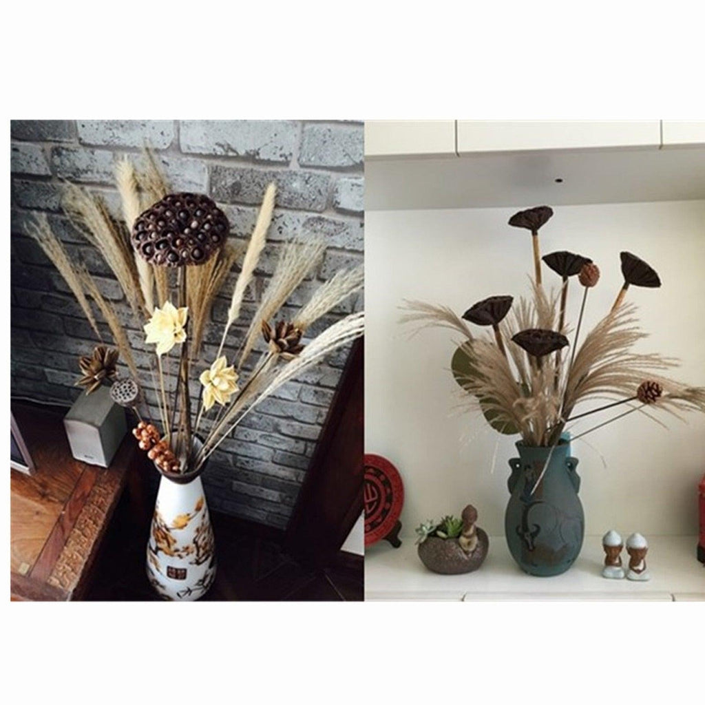 30/50pcs Bulrush Natural Dried Small Pampas Grass Artificial Decor Wedding Flower Bunch Home Office  Floor Vase Filler for Living Room Kitchen And Event Decoration