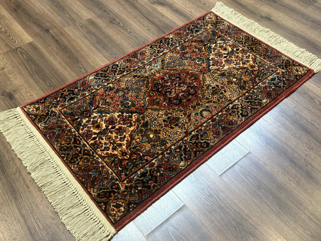 Karastan Rug 2.6 x 4 Multicolor Panel Kirman #717, Original 700 Series, Wool Pile Discontinued