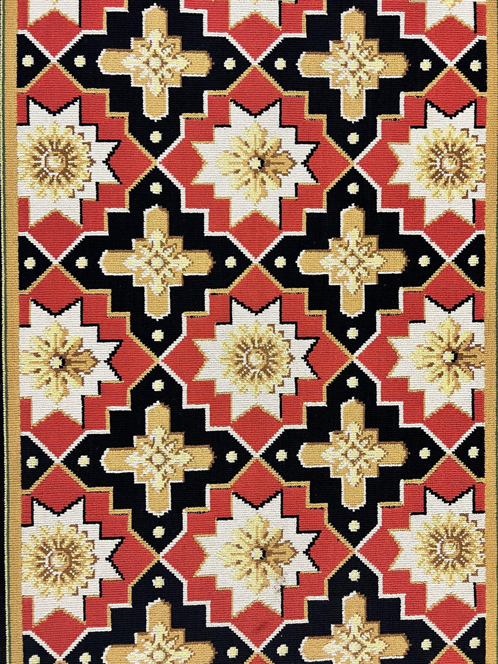 Vintage Runner Rug 3.5 x 14, Long Runner Rug, Stark Custom Made Carpet, European Design, Red Black Ivory Tan, Long Rug for Hallway