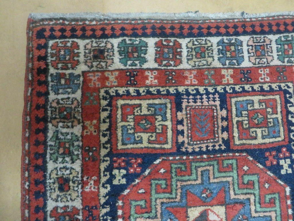3 '4" X 10' Vintage Handmade Turkish Kazak Caucasian Wool Runner Rug Red Nice