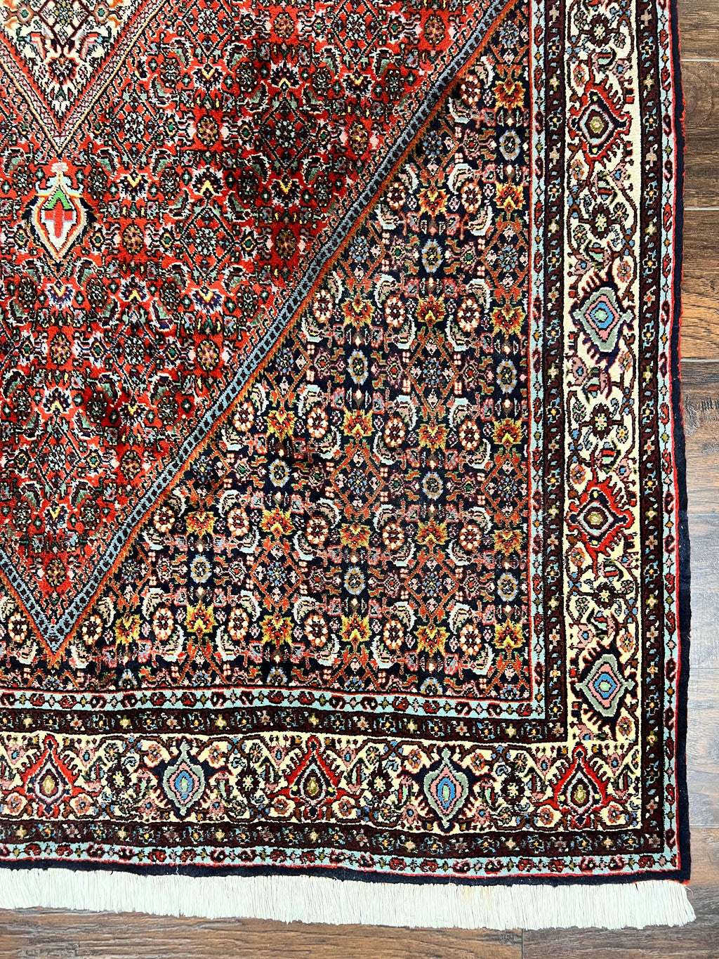 Persian Bidjar Rug 5x10, Wool Hand Knotted Vintage Carpet, Highly Detailed, Mahi Herati Pattern, 5 x 10 Oriental Rug