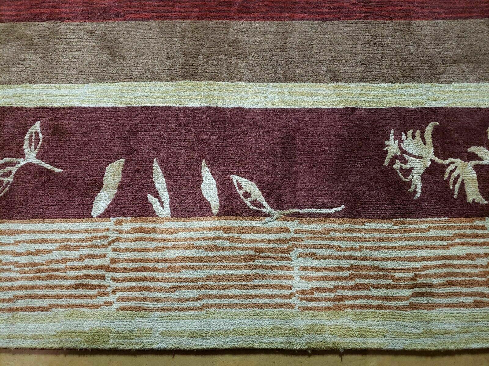 8' X 11' Tibetan Nepal Art Deco Hand Knotted Wool Rug Modern Contemporary Nice